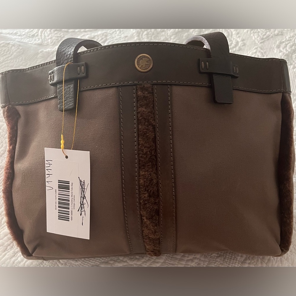 MEDIUM BROWN HUNTING WORLD NEW YORK TOTE BAG GREIGE CANVAS